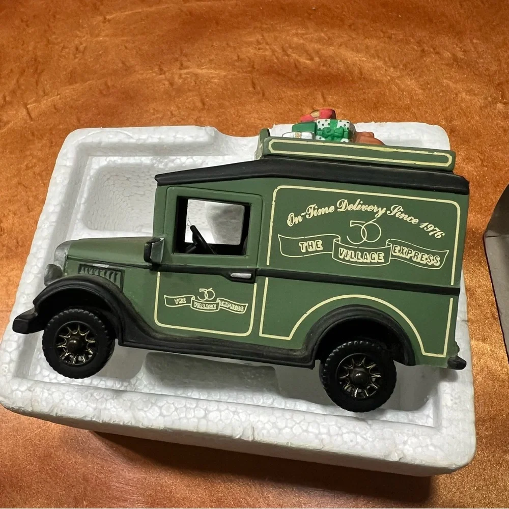 Vintage Department 56 Village Express Van ceramic hand painted green